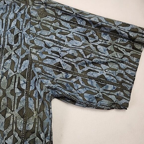 Johari West Mens Hawaiian Shirt XL Batik Button Down Shirt Short Sleeve Cotton - Picture 4 of 9